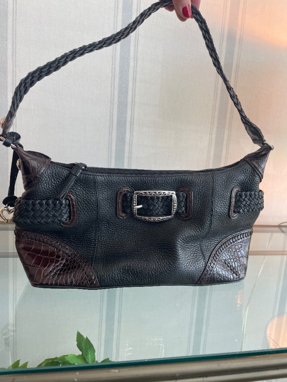 Brighton Black & Brown Leather Shoulder Bag